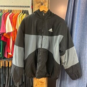 Vintage Adidas Men's Black and Gray Jacket